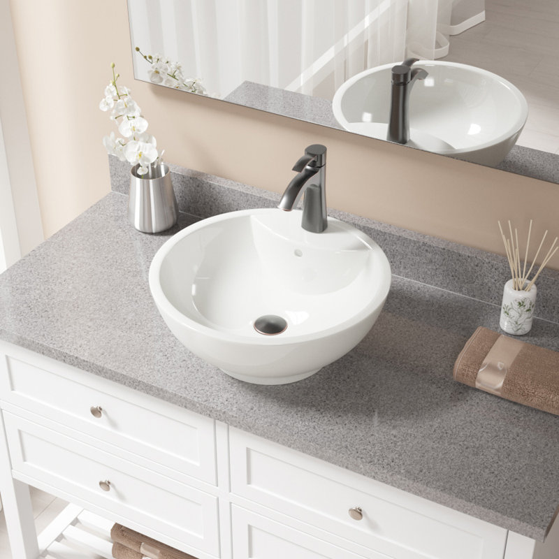 MRDirect Vitreous China Circular Vessel Bathroom Sink with Faucet and